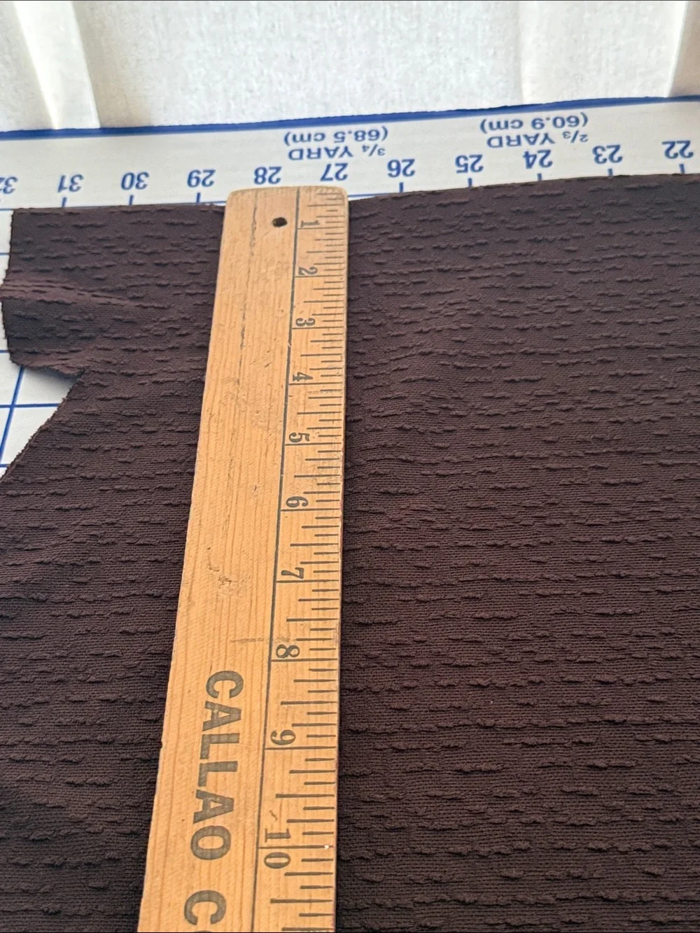2 Textured Polyester Fabric Remnants Navy Stretch & Brown Textured Woven 1980s